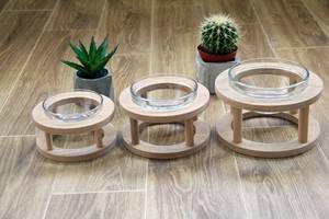 Gamelle pour chien en bois brun de luxe écologique, style mignon, ronde, pour nourriture et eau, accessoire décoratif de jardin, mangeoire pour chien - Product Image 5