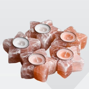 Porte-bougie en sel de l'Himalaya de qualité supérieure, sculpté en forme d'étoile, décoration naturelle relaxante - Product Image 4