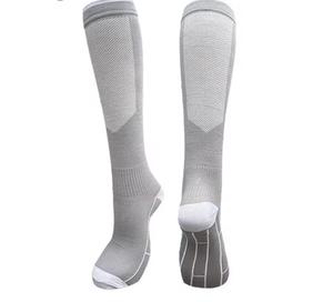 Chaussettes de compression pour hommes, écologiques, en tricot uni, respirantes, en Spandex et Polyester, pour le sport, été, gris, blanc, noir, bleu, avec revers - Product Image 2