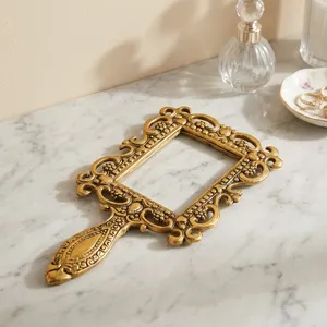 Brass Rajasthani Handheld <b>Mirror</b> with Handle Oxidized Vintage <b>Makeup</b> <b>Mirror</b> Decorative Vanity <b>Mirror</b> for Home Travel Dressing - Product Image 5
