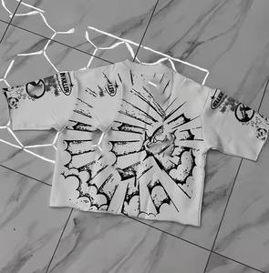 Boxy Acid <b>Wash</b> Cropped T-Shirt Men Custom High Quality Vintage Graphic Streetwear 100% Cotton Knitted Heavyweight - Product Image 5