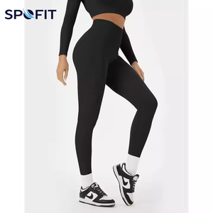 Custom Women's Plus Size Breathable 2 Piece Seamless Fitness Set Long Sleeve Crop Top High Waist Yoga Leggings Custom Logo - Product Image 3