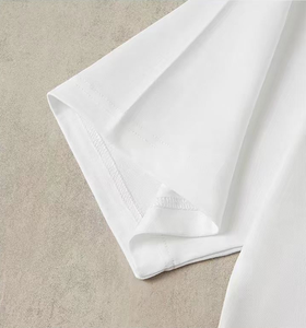 T-shirt en coton blanc pour homme, manches courtes, col rond, coupe classique, décontracté, couleur unie, jersey tricoté, design uni - Product Image 3