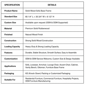 Custom Wooden <b>Sofa</b> <b>Frame</b> Solid <b>Wood</b> Construction Stable Furniture Base <b>for</b> Living Room Bedroom Hotel Solid <b>Wood</b> <b>Sofa</b> <b>Frame</b> - Product Image 6