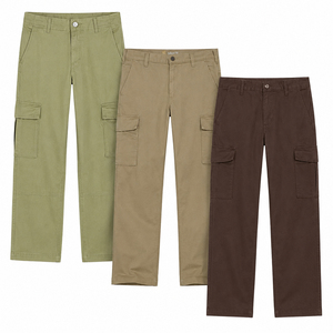 Lot de Vêtements Unisexe en Stock – Pantalon Cargo en Twill Taille Haute Coupe Droite Multiples Poches Style Décontracté en Toile – Vente en Gros - Product Image 2