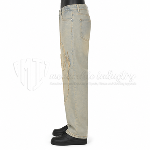 Pantalones Vaqueros de Pierna Ancha para Hombre, Ecológicos, Transpirables, Lavados a la Piedra, de Cintura Media, Rotos, Casuales, de Algodón Pesado, para Otoño - Product Image 5