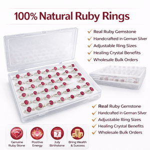Natural Ruby Stone <b>Rings</b> Wholesale German Silver <b>Adjustable</b> Handmade Oval Cushion Cut Red Ruby Love Theme Jewelry Bulk - Product Image 2