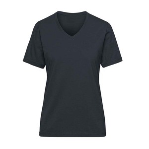 Camiseta de punto con cuello en V y manga corta para mujer, ajustada, informal, de verano, color marrón, anti-pilling - Product Image 3