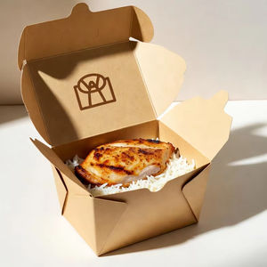 Contenants alimentaires jetables résistants aux fuites et à la graisse, écologiques, recyclables, avec fermeture magnétique et poignée, fabriqués à partir de matériaux recyclés - Product Image 1