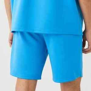 Ensemble T-shirt et short pour homme, bleu uni, col montant, style décontracté, respirant, tricoté, pour l'été, OEM ODM, logo personnalisé - Product Image 3