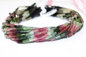 Tubo facetado de turmalina múltiple | Cuentas facetadas 5*10mm 15 pulgadas Cuentas facetadas de piedras preciosas naturales para la fabricación de joyas - Product Image 6