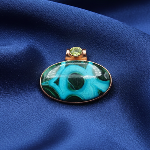 <b>Top</b> Quality Malachite Chrysocolla Peridot Gemstone Pendant 925 Sterling Silver <b>Rose</b> Gold Plated Handmade Jewelry Women Unisex - Product Image 6