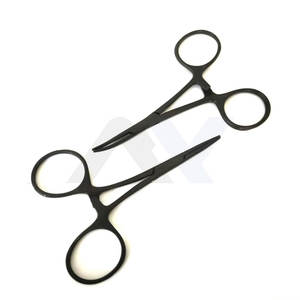 Lot de 2 pinces hémostatiques noires de 3,5 po en acier inoxydable, instruments chirurgicaux manuels, conformes aux normes de sécurité, équipement chirurgical de base - Product Image 1