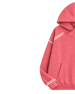Sudadera con Capucha Rosa Coral para Hombre con Rayas en Contraste, Estilo Casual Urbano, de Algodón y Felpa, con Logotipo Personalizado, Venta al Por Mayor - Product Image 3