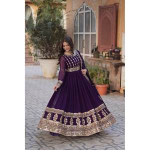 Vestido de noche bordado con lentejuelas con vestido de fiesta Dupatta con trabajo impresionante - Product Image 3