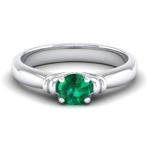 Bague solitaire en or massif 14 carats avec émeraude ronde de 0,5 carat, prix de gros REYES, bijoux fins pour femmes - Product Image 5