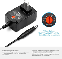 Adaptateur universel 36W 3V-12V AC/DC avec 8 embouts, alimentation pour bande lumineuse LED LCD, routeur, hub, haut-parleur, smartphone, boîtier TV