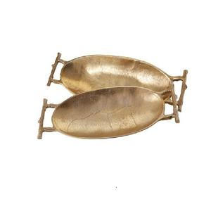 Bandeja de Servicio de Alimentos de Aluminio de Último Diseño con Acabado Dorado en Forma Rectangular para Servir Comida y Bocadillos en la Mesa - Product Image 5