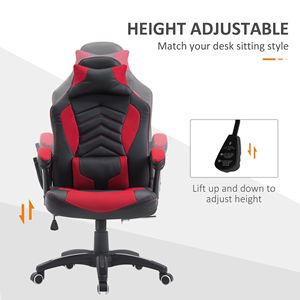 Sedia da Ufficio Direzionale Rossa/Nera con Schienale Alto, Supporto Lombare, Reclinabile e Telaio in Alluminio - Product Image 5