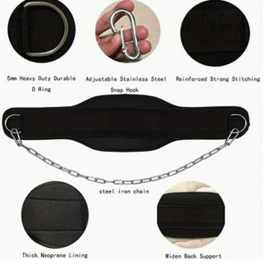 PROFIT SPORTS Neoprene Dipping <b>Belt</b> <b>Chain</b> <b>Weight</b> Lifting Training <b>Belt</b> Non-Slip Adjustable Waist Support Pull-Up Back Support - Product Image 4