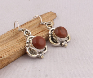 Natural Sunstone <b>Earrings</b> <b>925</b> Sterling <b>Silver</b> Handmade Jewelry Supplier Wholesale Round Sunstone Gemstone Drop <b>Earrings</b> Women - Product Image 5