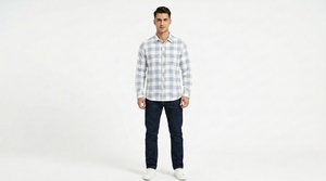Men's Blue Check Pattern <b>Shirt</b> Long Sleeve Button Front Casual Woven Flannel <b>Shirt</b> for Everyday Use - Product Image 5