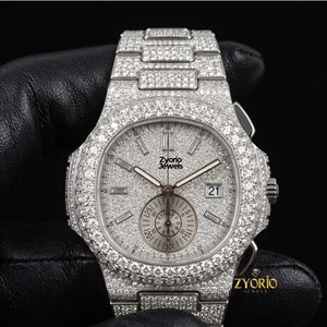 Reloj de Lujo para Hombre con Incrustaciones de Diamantes Moissanite VVS, Reloj Hip Hop de Acero Inoxidable con Cristal de Zafiro - Product Image 3