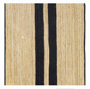 Natural and Black Double Border Jute Area <b>Rug</b>. Jute Carpet For Decorative Home, Resort, Hotel, Handmade In Vietnam, Nhat MInh - Product Image 1