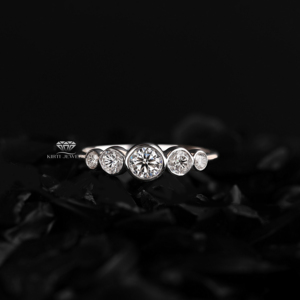 Five Stone Bezel Set Diamond Ring 14K Gold Lab Grown Diamond Wedding Ring Bridal Anniversary Gift OEM ODM Jewelry Supplier - Product Image 1