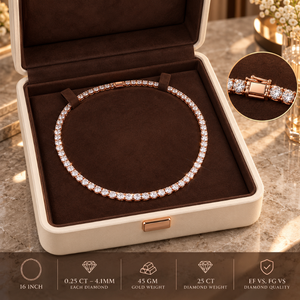 Collar de tenis clásico de 16 pulgadas para mujer |   Diamante Cultivado en Laboratorio de Oro Sólido de 9K, 0.25 CT, 4.1MM, Corte Brillante, Certificado IGI, Joyería - Product Image 4