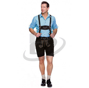 Brightindus 2026 Bavarian Men's Vintage Bundhosen Knee Length Light Brown Long Lederhosen (German Oktoberfest Costume) - Product Image 4