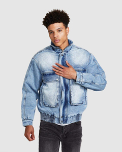 Vestes en jean 100% coton pour hommes, style décontracté, couleur unie, avec poches, vêtements de haute qualité, vestes en jean pour hommes - Product Image 4