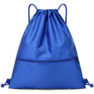 Basketball Gym Sports Fitness Pack Simple <b>Drawstring</b> Pouch <b>Backpack</b> Dual Straps Unisex Oxford Fabric Zippered Bag - Product Image 1