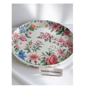 Plateau de service rond en métal floral, grand plateau décoratif, fleurs colorées, décoration pour la maison, la cuisine, les mariages et les fêtes, fabricant de plateaux - Product Image 4