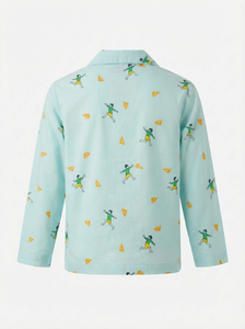 Ensemble de pyjama en coton imprimé mignon à manches longues et col rabattu pour bébés garçons, vêtements de nuit doux pour nourrissons et tout-petits - Product Image 4