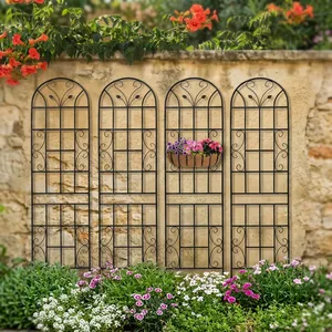 Juego de Enrejados de Metal Negro para Jardín con Diseño Decorativo de Espirales, Paneles de Soporte para Plantas Trepadoras, Decoración para Pared Exterior de Jardín - Product Image 5