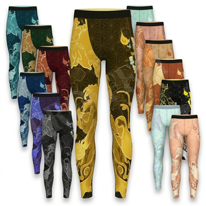 Leggings de Compresión con Diseño Estampado Completo para Hombre, Ideales para Yoga, Transpirables, Cómodos, de Cintura Alta y Largo Completo - Product Image 1