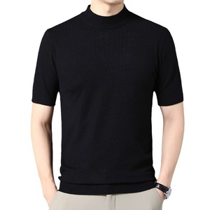 T-shirt tricoté décontracté à manches courtes pour homme, style été, uni, pour les loisirs, pour hommes d'âge mûr, commerce extérieur - Product Image 1