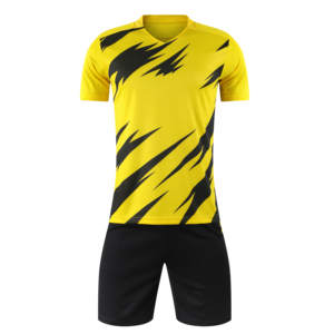 Ensemble de maillots de football à coupe athlétique, motif géométrique vert citron, sublimation premium, séchage rapide, vente en gros - Product Image 4