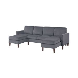 Set Divano Componibile in Velluto a Coste Grigio Scuro a 3 Pezzi per Soggiorno - Product Image 2
