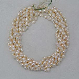 Perles de culture d'eau douce naturelles blanches certifiées IGI de 7 mm et 8 mm, forme irrégulière, perles de riz, perles faites à la main, fournisseur de colliers - Product Image 1