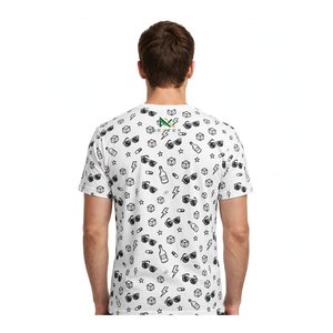 เสื้อยืดผู้ชายสีขาวผ้าฝ้ายลายการ์ตูนหน้าลิงสีส้มลายกราฟฟิตีข้อความสีดำลายเส้นขยุกขยิกพิมพ์ลายทั่วตัวเสื้อยืดลำลองสไตล์สตรีทแวร์ลายกราฟิก - Product Image 2