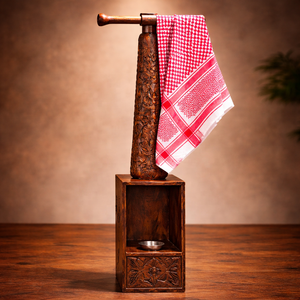 Ensemble brûleur d'encens en bois de santal sculpté à la main avec support en tissu, design élégant, pour Bakhoor, essentiel pour le Ramadan, Spring Shree - Product Image 1