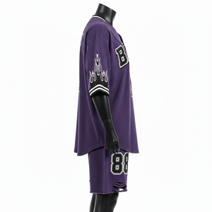 Conjunto de Pantalones Cortos y Camiseta de Béisbol Premium para Mujer, Mezcla de Poliéster y Algodón, Transpirable, Logotipo Personalizado en Tela Tackle Twill, Conjuntos Femeninos 100% Algodón - Product Image 3