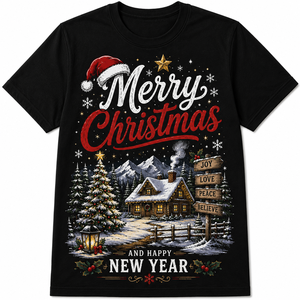 T-shirt Homme Tricoté Respirant Séchage Rapide Écologique Coupe Droite Col Rond « Believe Magic Christmas Happy New Year » - Product Image 3