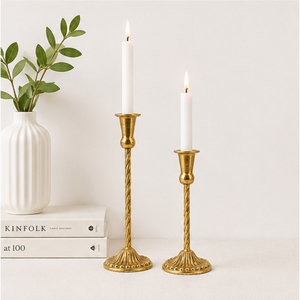 Juego de Portavelas Cónicos de Oro Antiguo, Candelabros de Metal con Tallo Trenzado Vintage para Centro de Mesa de Boda, Decoración de Hogar de Lujo - Product Image 2
