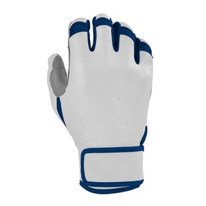 Guantes de Bateo Acolchados de Cuero Blanco con Ribete Azul y Cierre de Velcro para Entrenamiento, Unisex, Adulto - Product Image 3