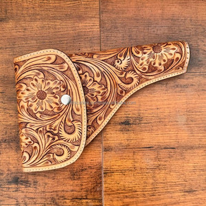 Lujosas fundas de ilustraciones hechas a mano occidentales con lazo para cinturón, fundas de caza de estilo vaquero de cuero de vaca talladas reales hechas a medida - Product Image 2