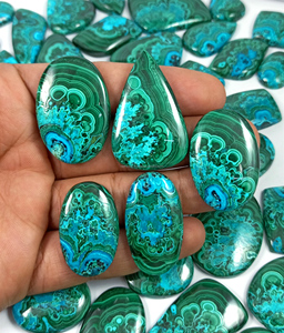 Malachite naturelle, chrysocolle, cabochon, pierre gemme rayée bleu-vert, formes variées, pour la fabrication de bijoux en fil, cristal rare et unique - Product Image 3