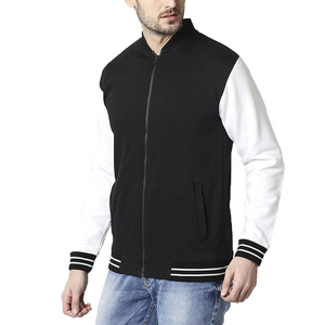 <b>Men</b> Varsity <b>Jacket</b> Hooded <b>Long</b> Sleeve Design Zipper Stand Collar Regular Fit Breathable Windproof Fabric Coated Wool/Polyester - Product Image 4